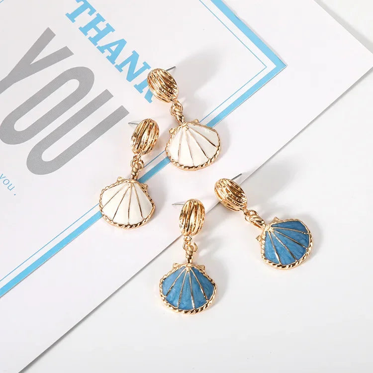 Wholesale Electroplating Retro Ocean Style Shell Earrings